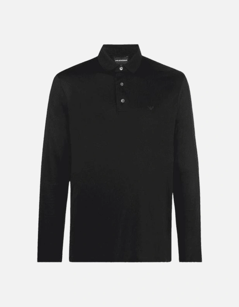 Cotton Black Long Sleeve Polo Shirt