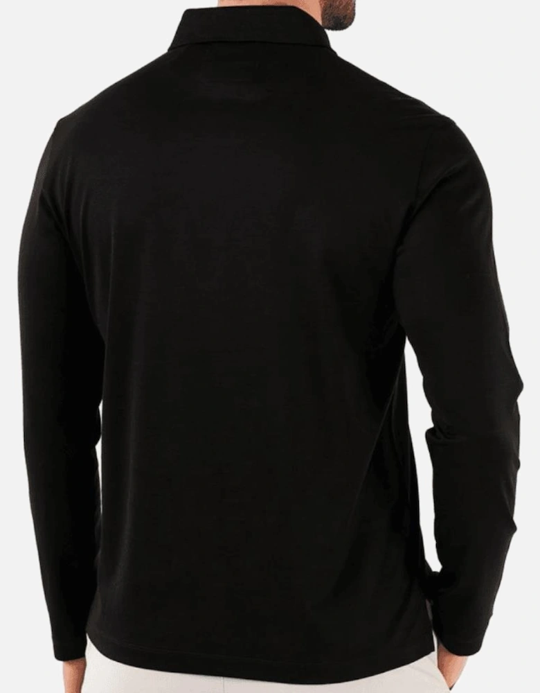 Cotton Black Long Sleeve Polo Shirt