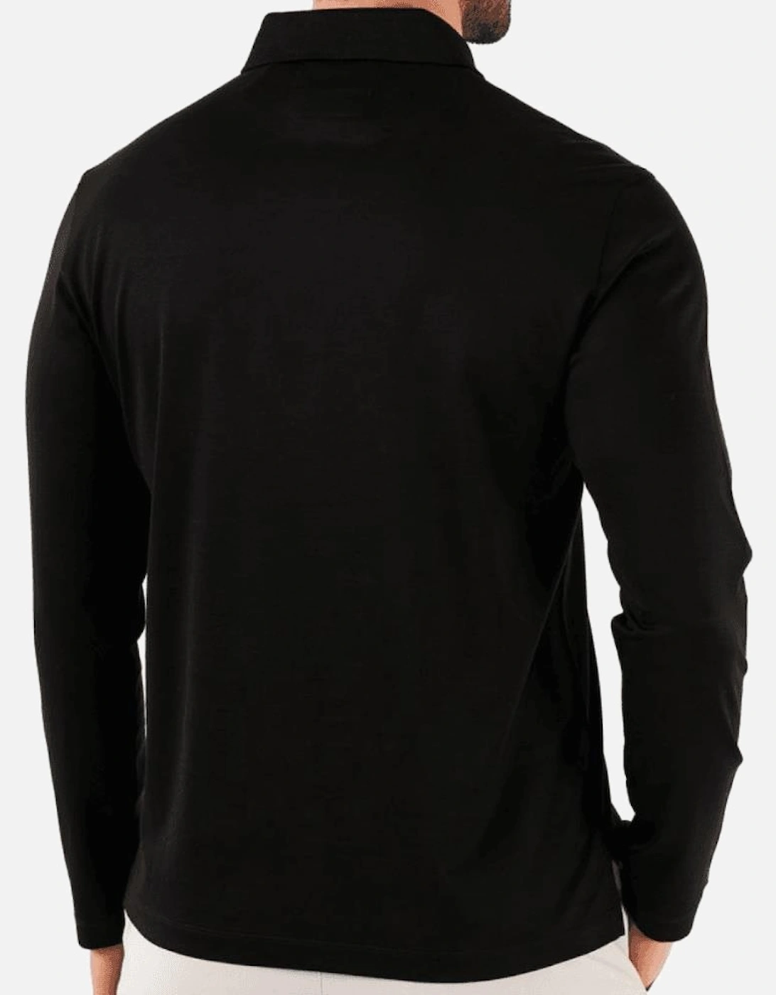 Cotton Black Long Sleeve Polo Shirt