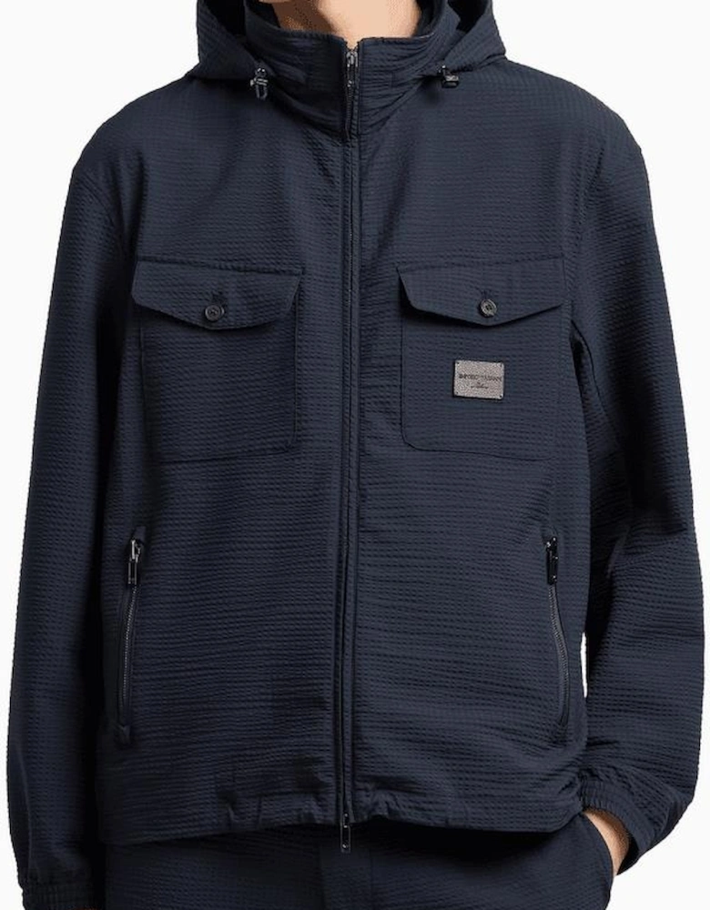 Patch Logo Nylon Navy Blouson Jacket