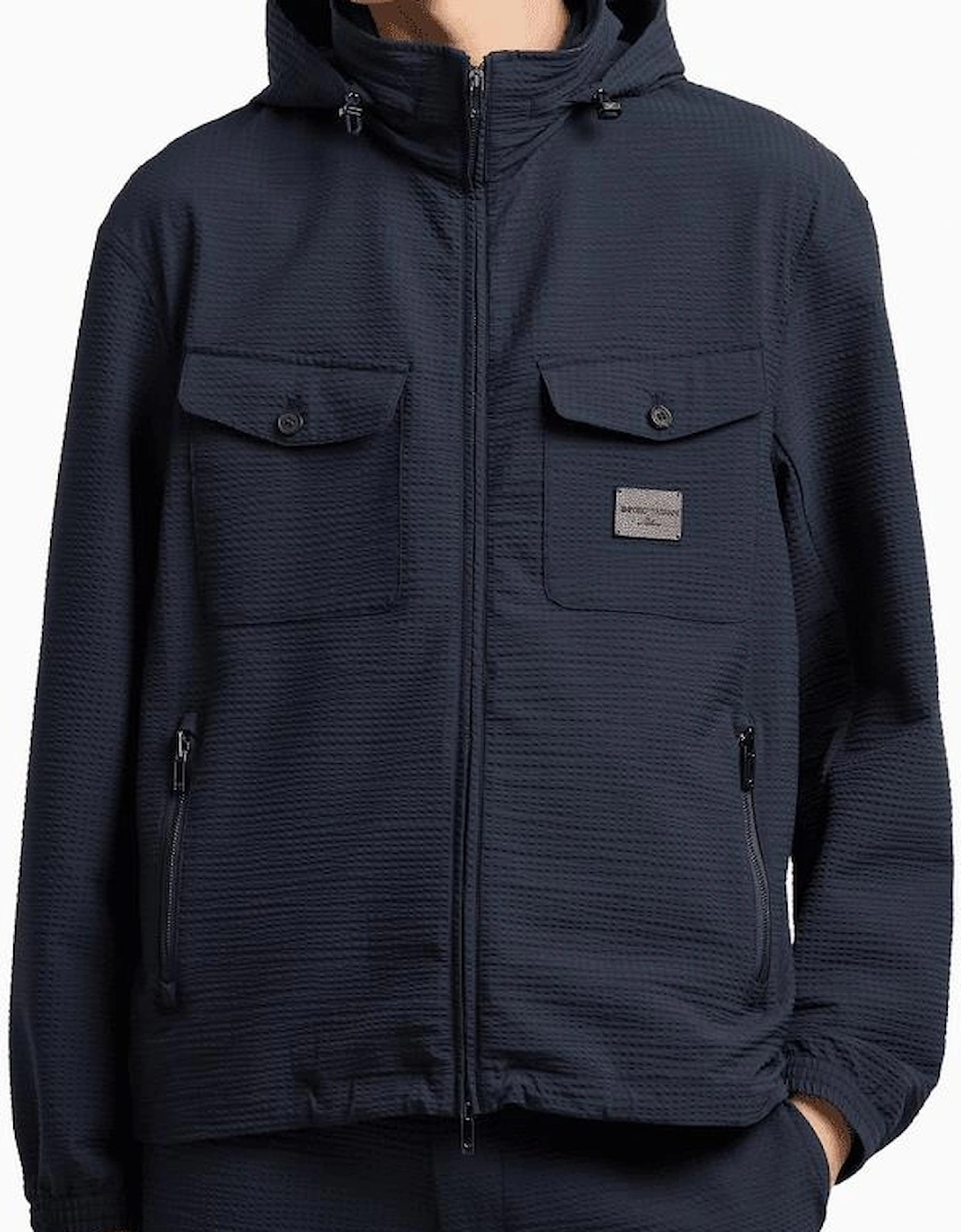 Patch Logo Nylon Navy Blouson Jacket