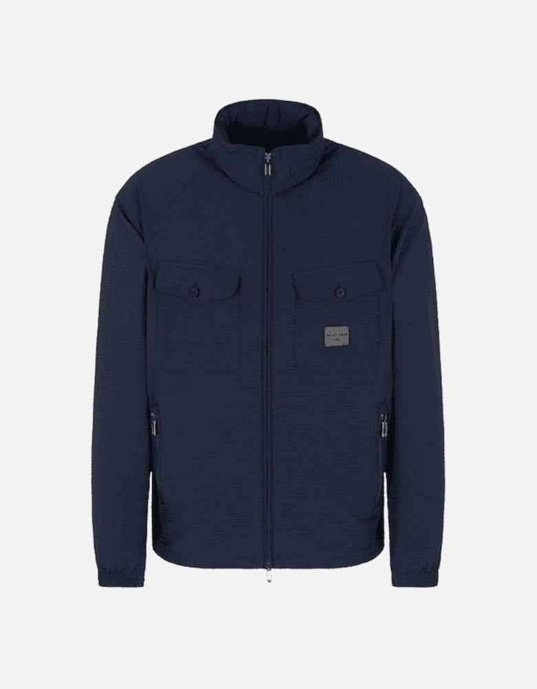 Patch Logo Nylon Navy Blouson Jacket
