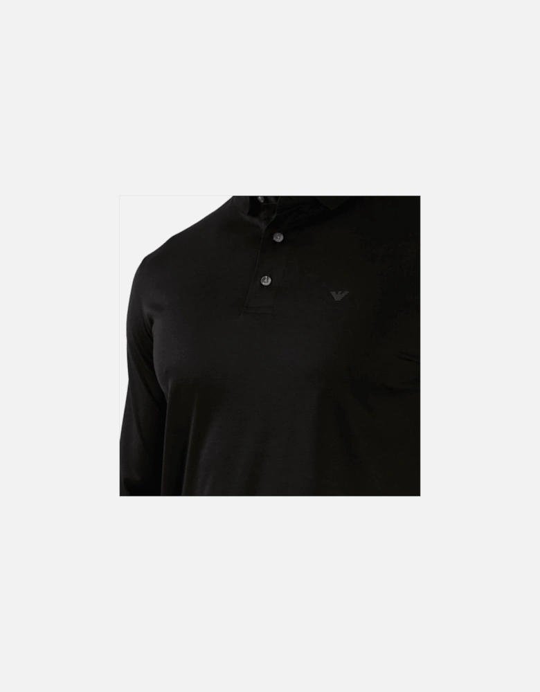 Cotton Black Long Sleeve Polo Shirt