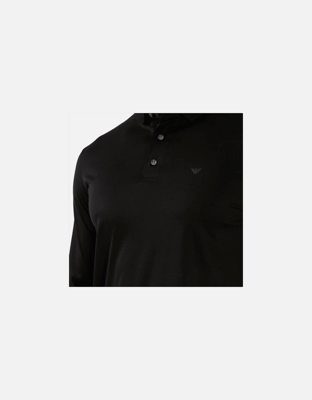 Cotton Black Long Sleeve Polo Shirt
