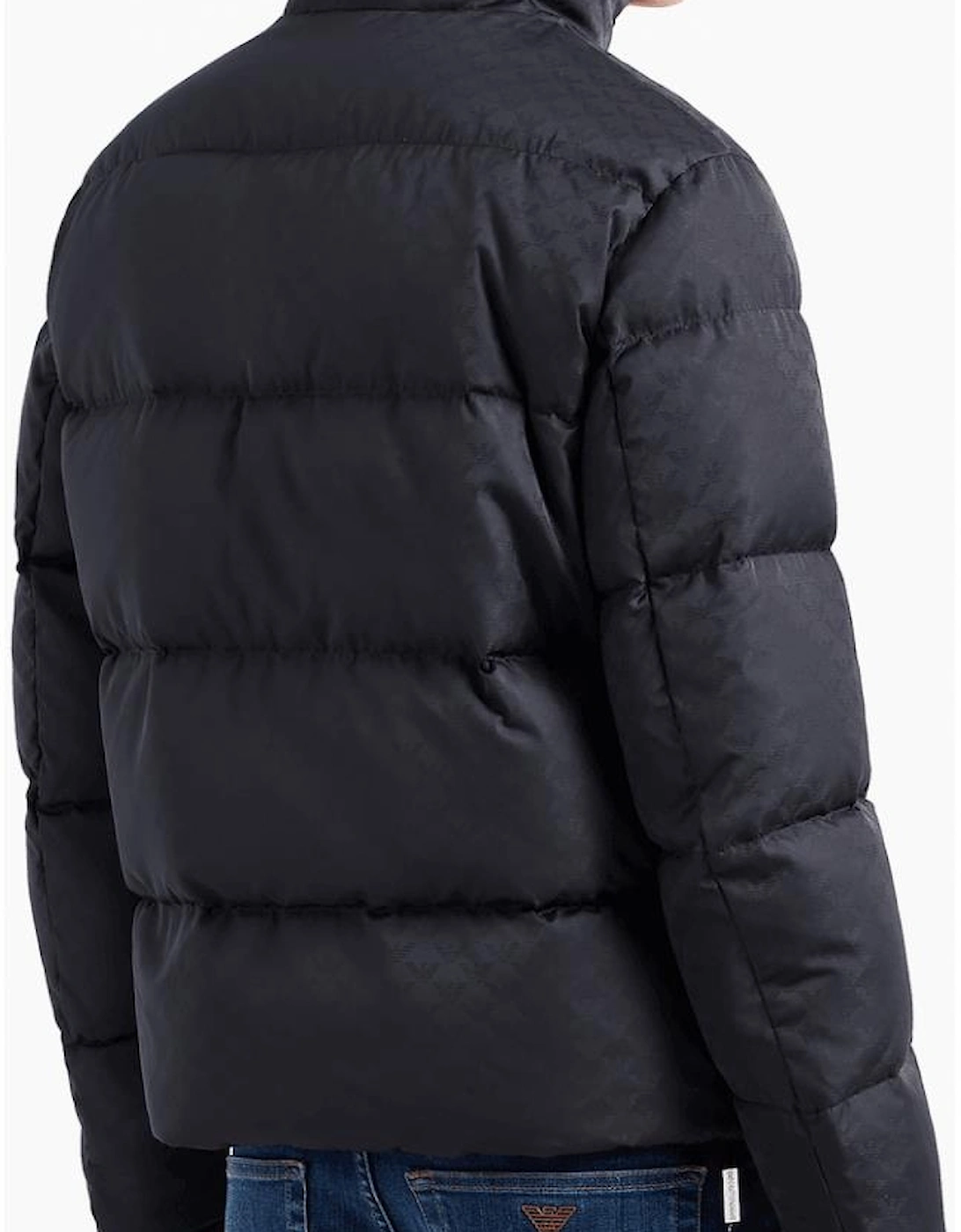 Allover Eagle Logo Quilted Black Puffer Jacket