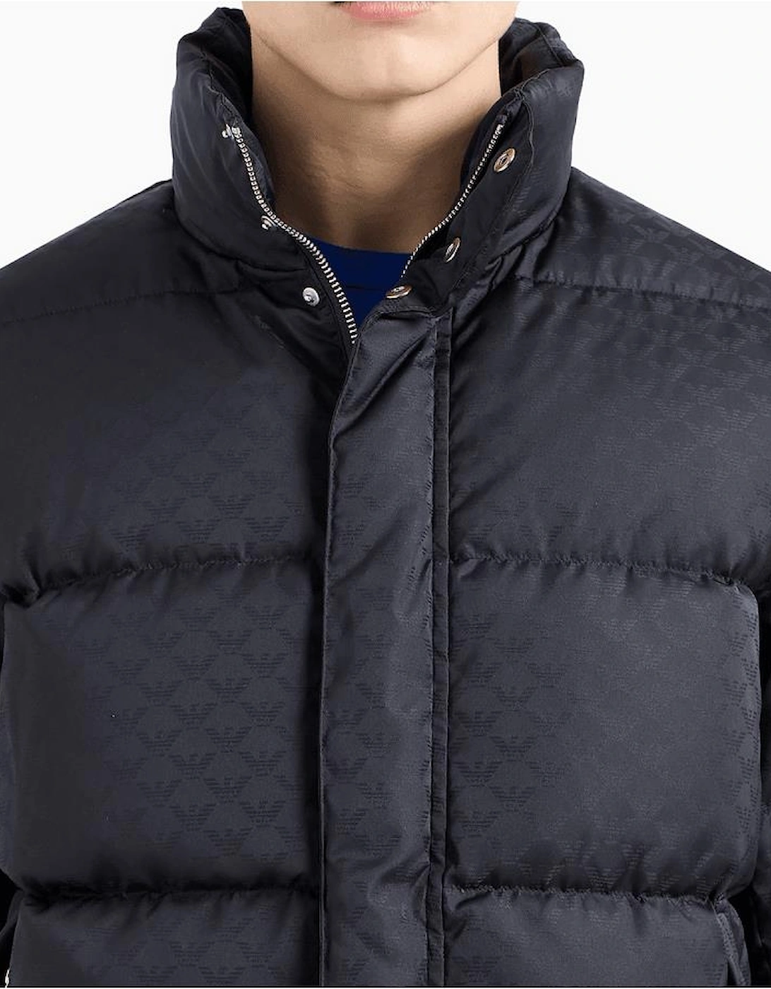 Allover Eagle Logo Quilted Black Puffer Jacket