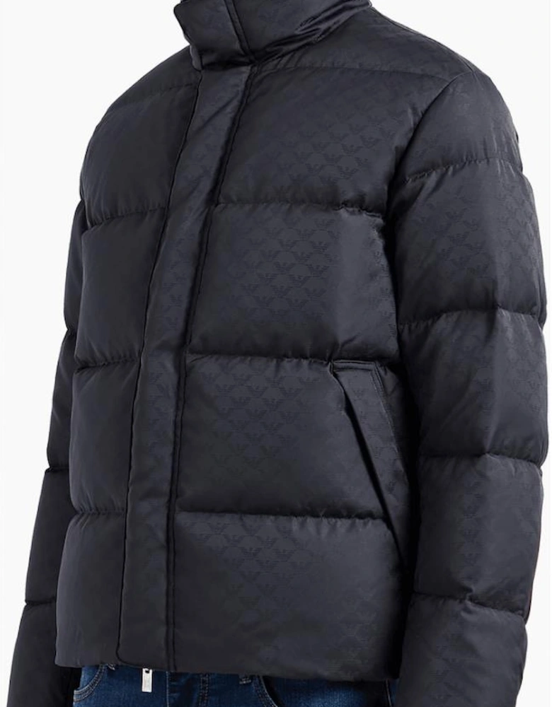 Allover Eagle Logo Quilted Black Puffer Jacket