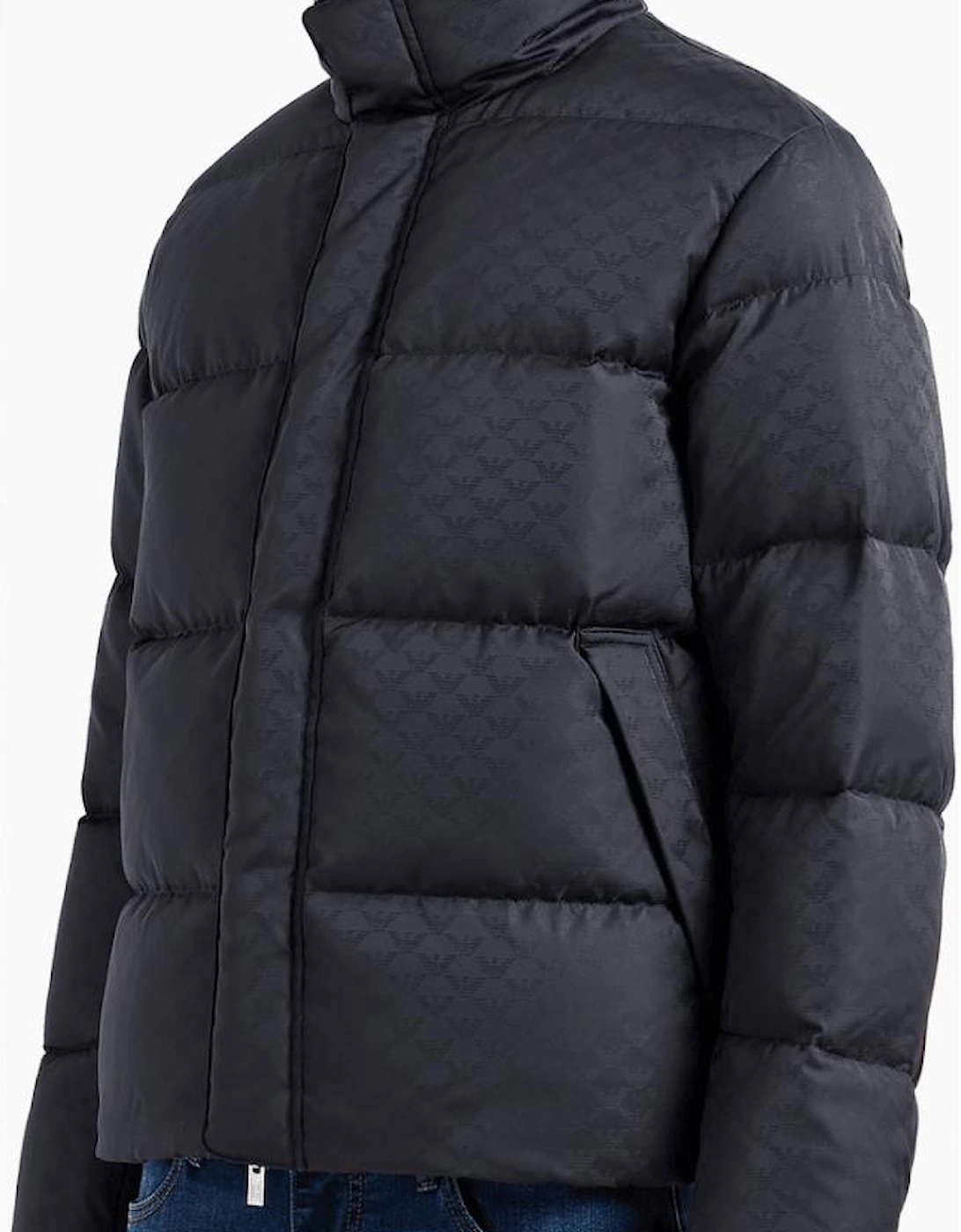Allover Eagle Logo Quilted Black Puffer Jacket