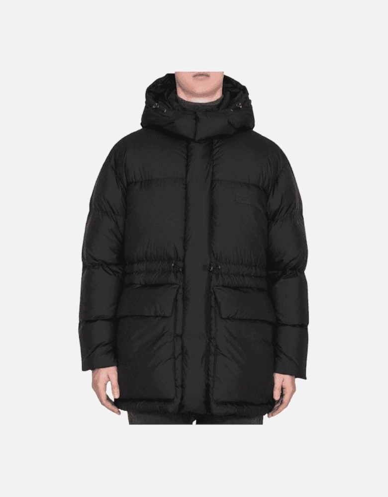 Patch Logo Black Nylon Puffer Jacket