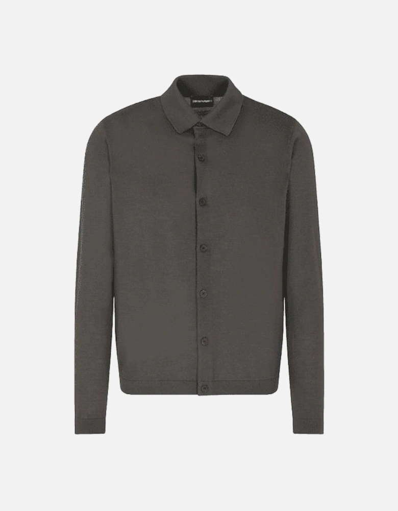 Collared Button Up Brown Knitted Cardigan