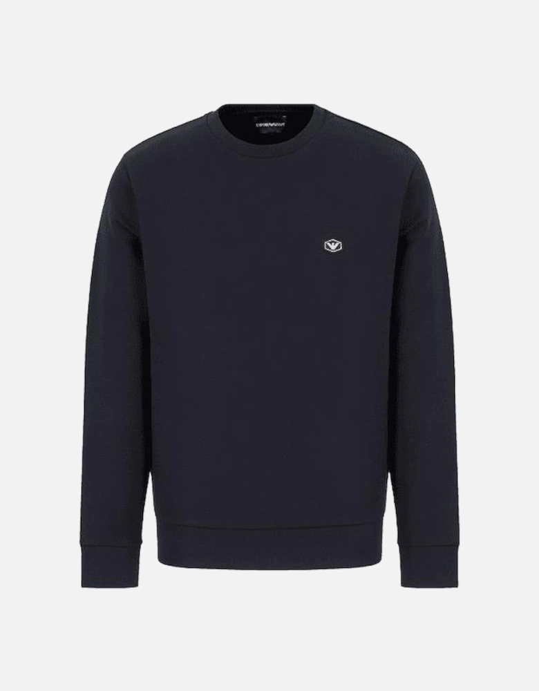 Cotton Chest Logo Regular Fit Navy Sweatshirt