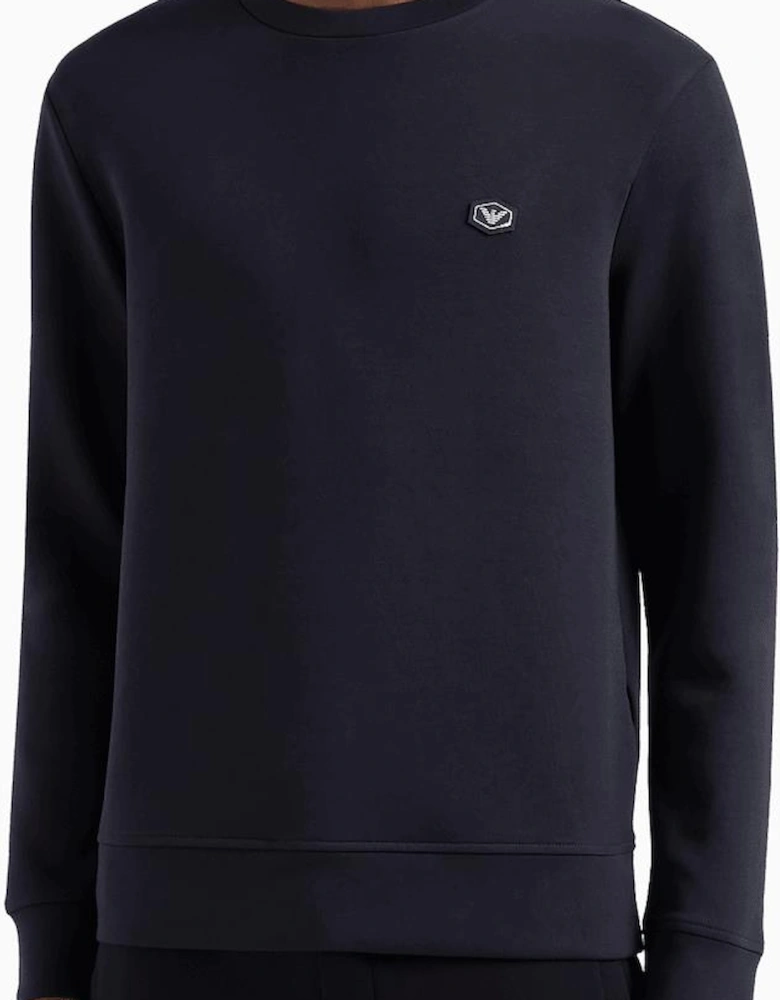 Cotton Chest Logo Regular Fit Navy Sweatshirt