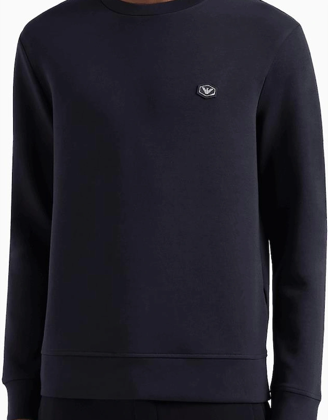 Cotton Chest Logo Regular Fit Navy Sweatshirt