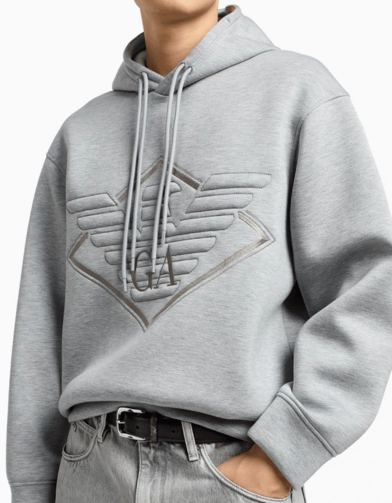 Embroidered Eagle Logo Grey Pullover Hoodie