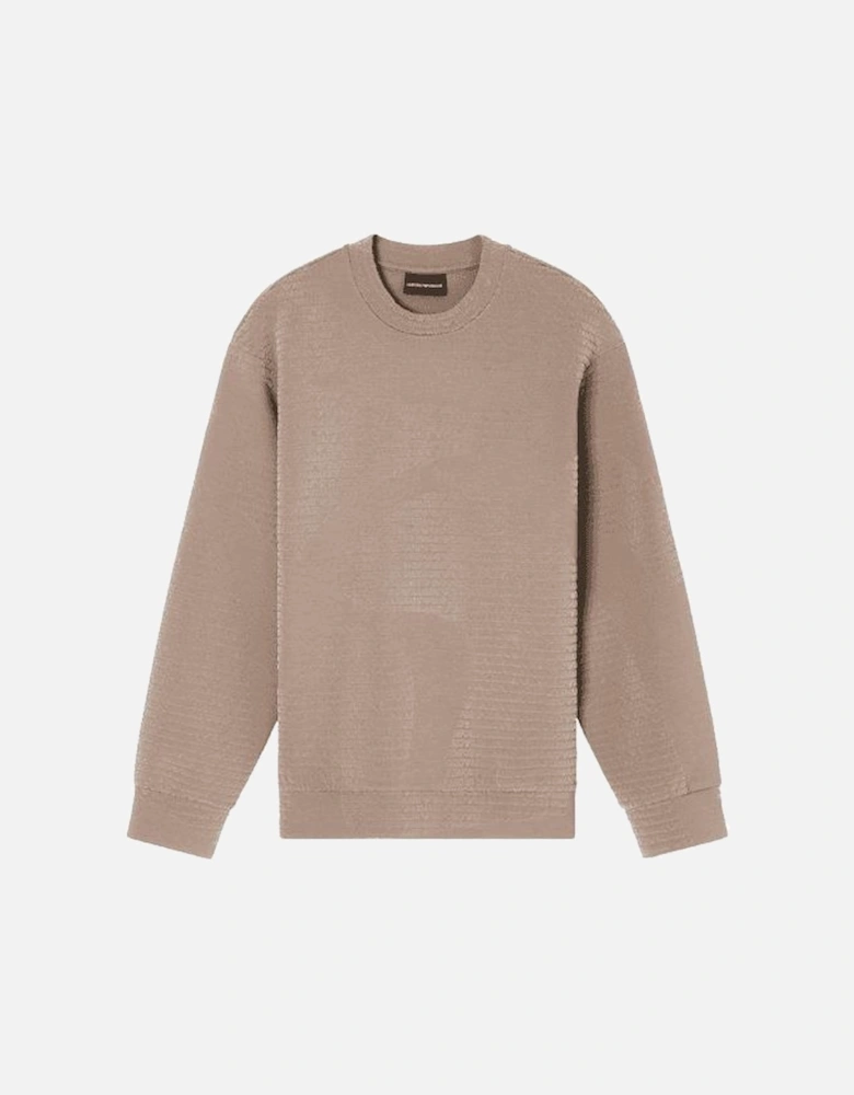 ASV Allover Flocked Logo Beige Sweatshirt