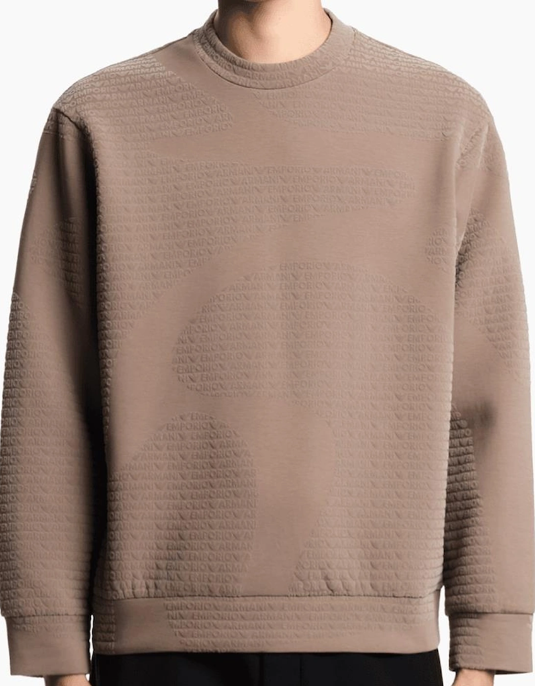 ASV Allover Flocked Logo Beige Sweatshirt