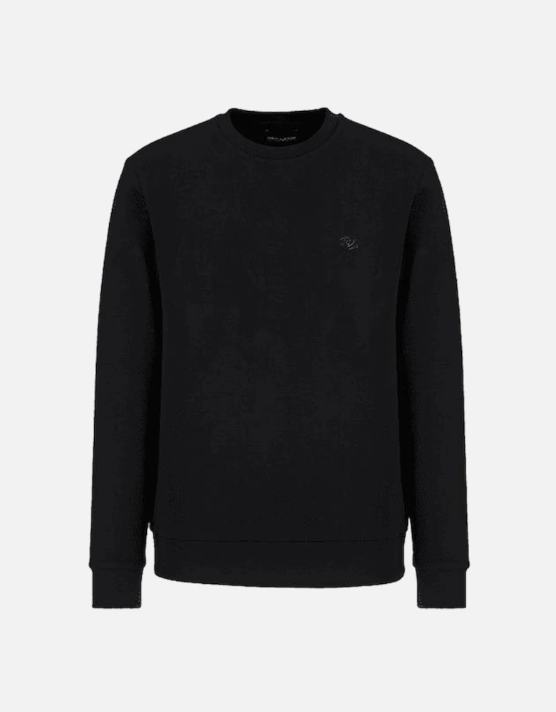 Cotton Chest Logo Regular Fit Black Sweatshirt