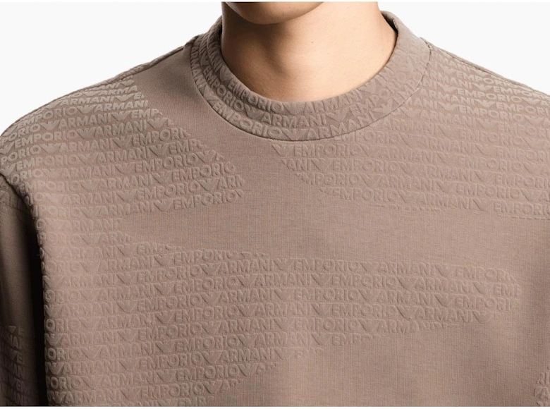 ASV Allover Flocked Logo Beige Sweatshirt