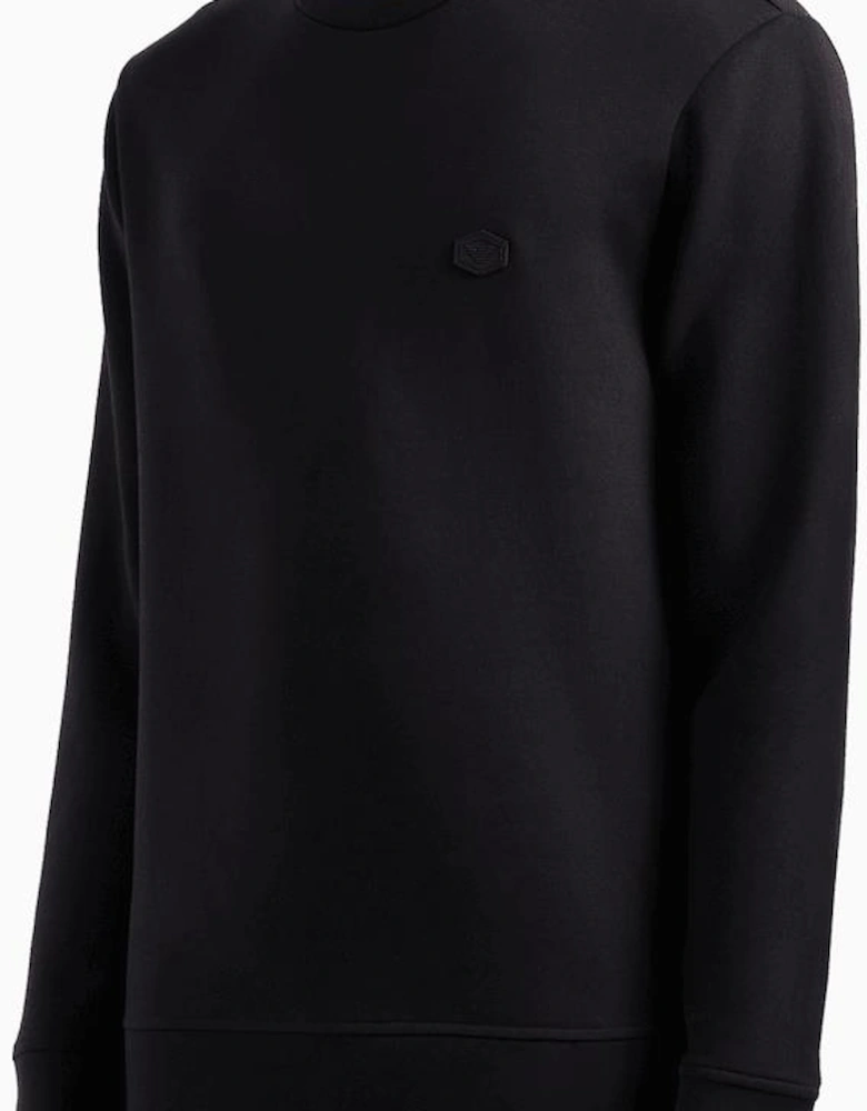 Cotton Chest Logo Regular Fit Black Sweatshirt