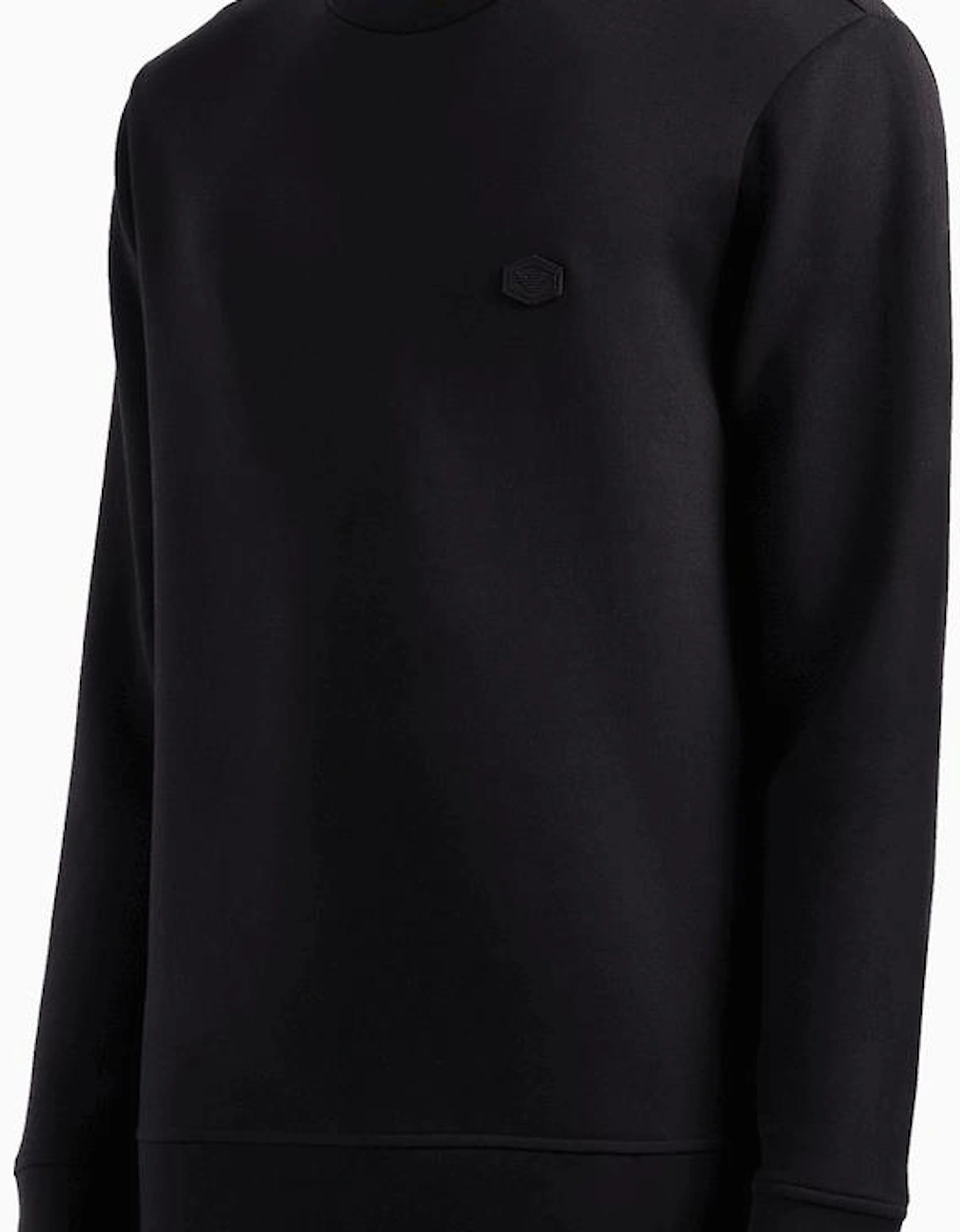 Cotton Chest Logo Regular Fit Black Sweatshirt