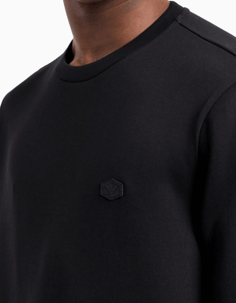 Cotton Chest Logo Regular Fit Black Sweatshirt