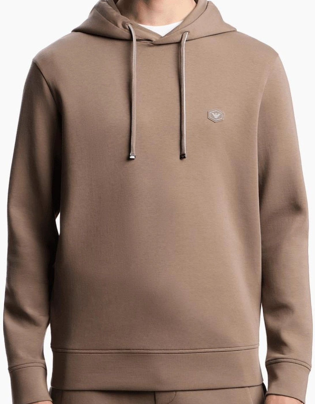 Patch Logo Pullover Beige Hoodie
