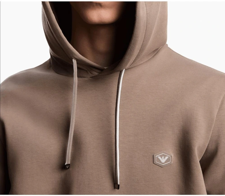 Patch Logo Pullover Beige Hoodie