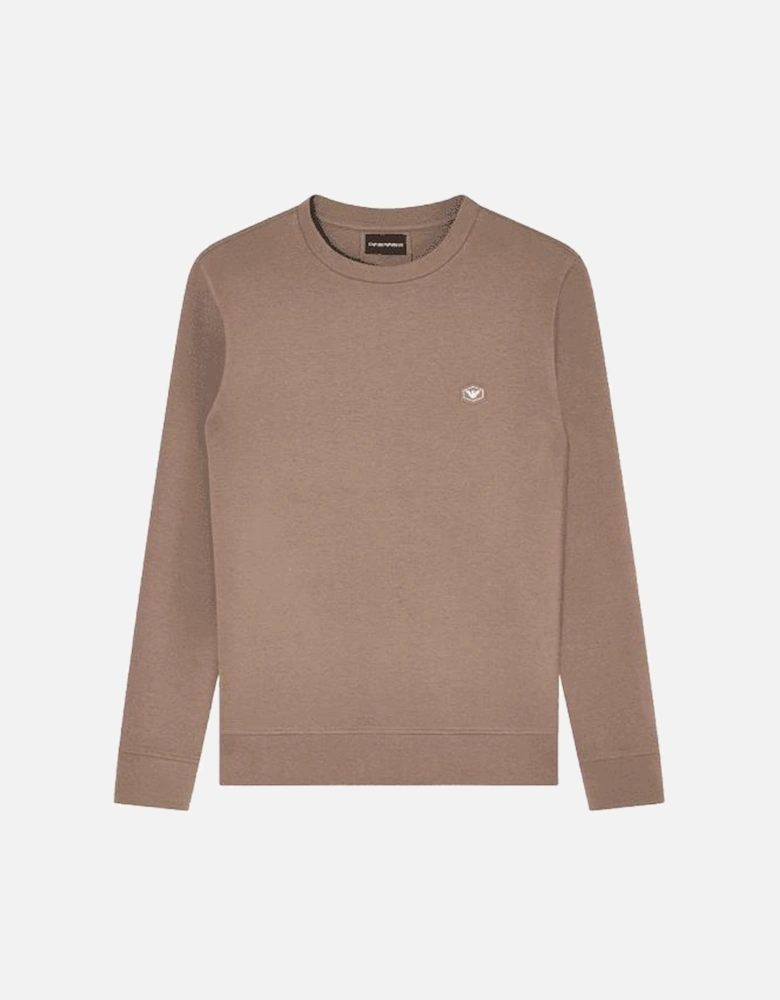 Cotton Chest Logo Regular Fit Beige Sweatshirt