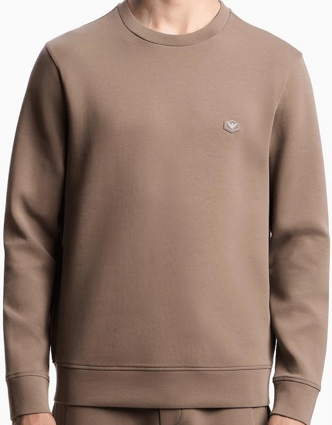 Cotton Chest Logo Regular Fit Beige Sweatshirt