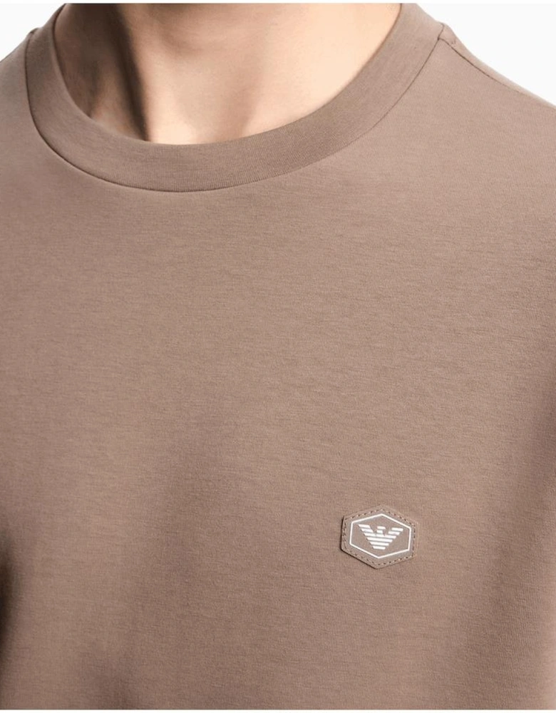 Cotton Chest Logo Regular Fit Beige Sweatshirt