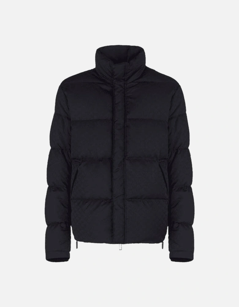 Allover Eagle Logo Quilted Navy Puffer Jacket