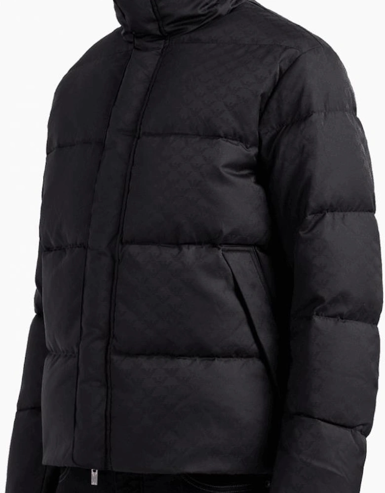 Allover Eagle Logo Quilted Navy Puffer Jacket