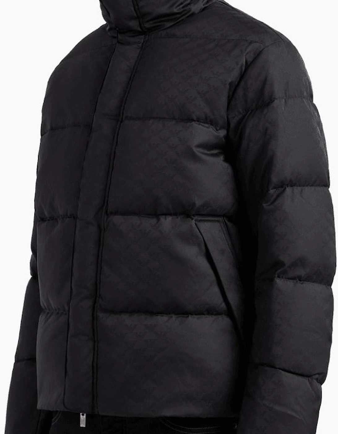 Allover Eagle Logo Quilted Navy Puffer Jacket