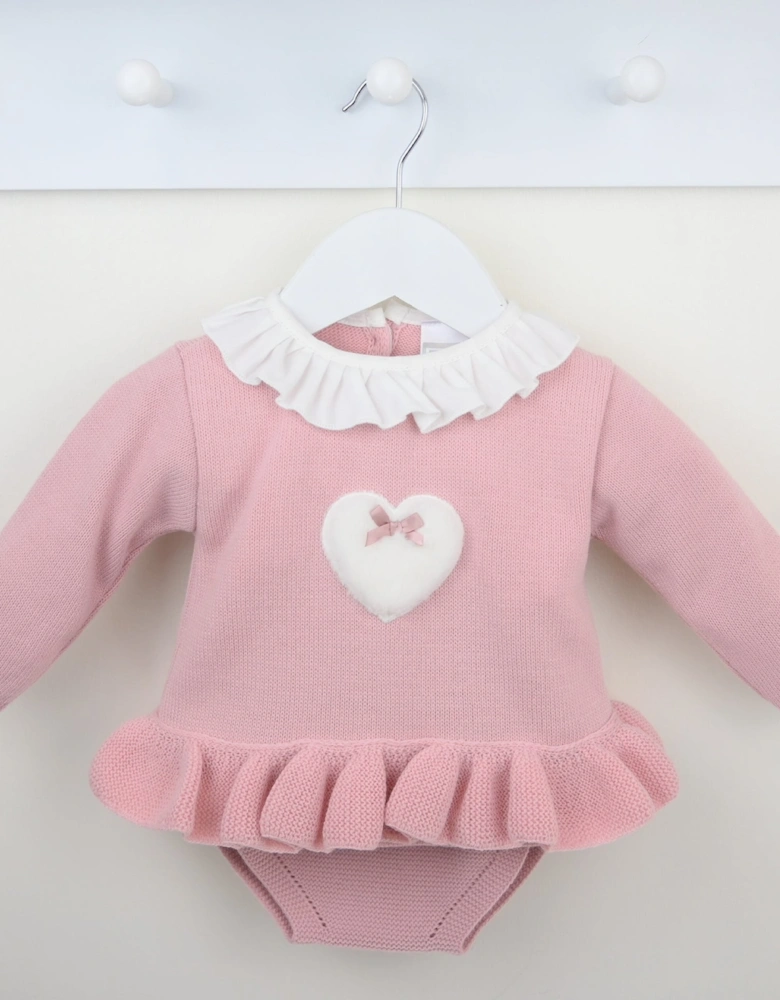 Girls Dusty Pink Knit Jam Pant Set