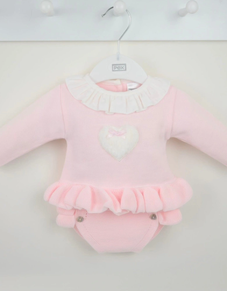 Girls Pale Pink Knit Jam Pant Set