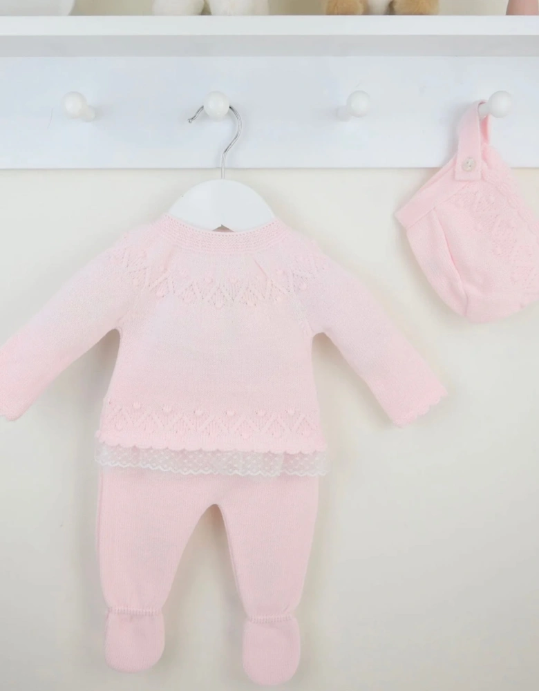 Girls Pale Pink Knit Pant Set