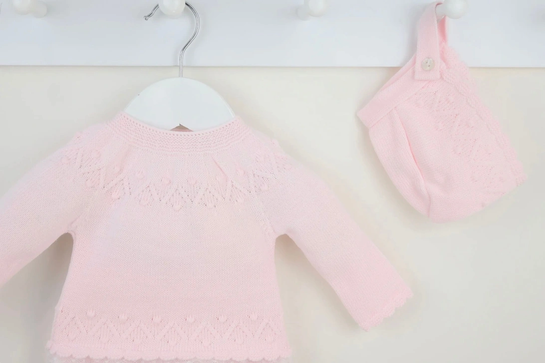 Girls Pale Pink Knit Pant Set