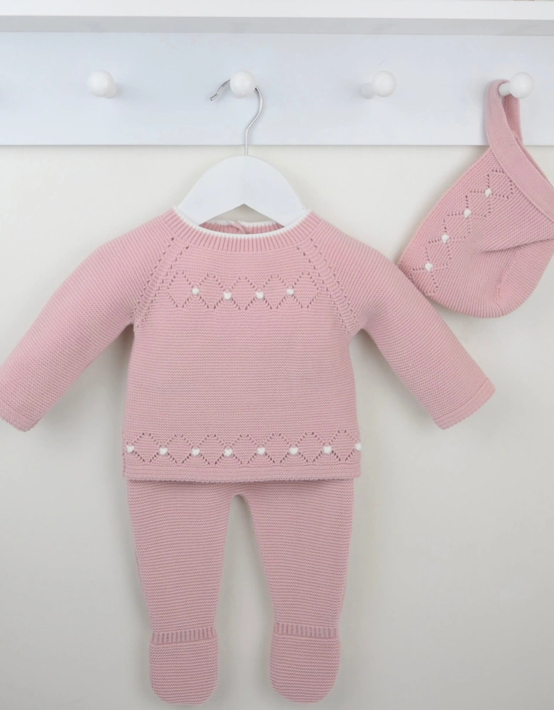 Girls Dusty Pink Knit Pant Set