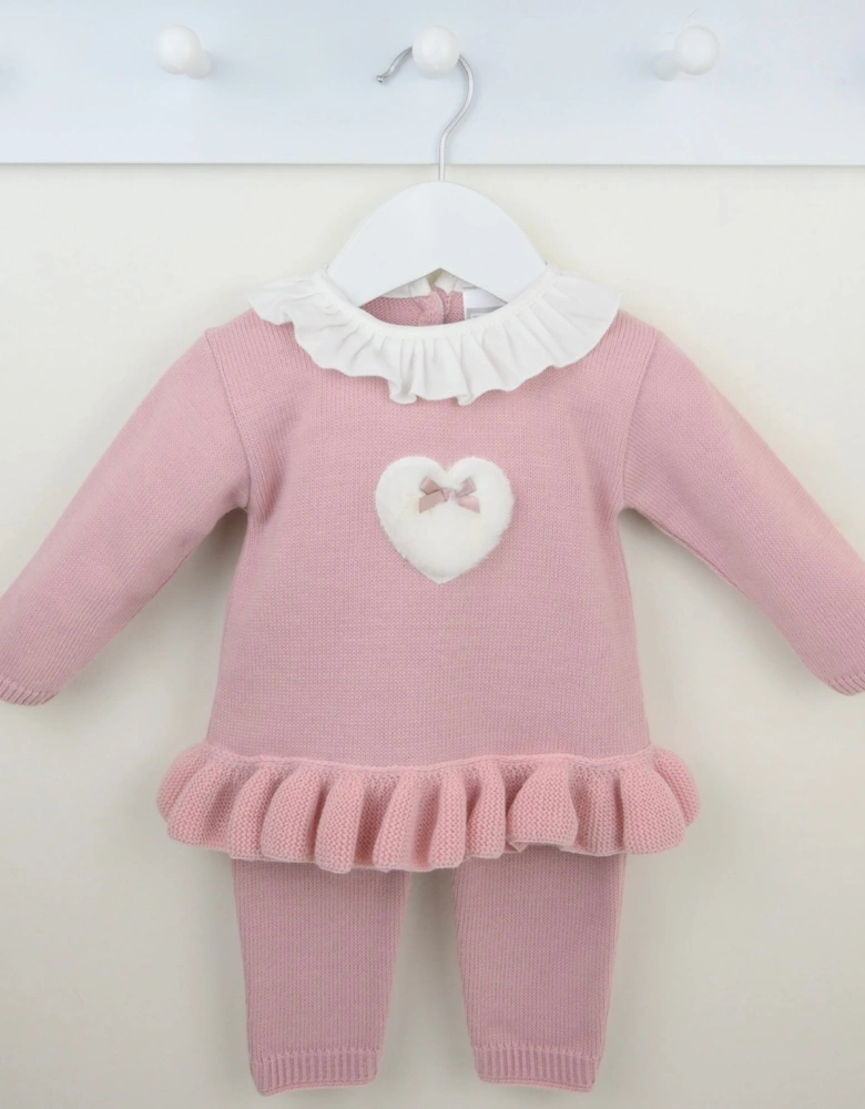 Girls Dusty Pink Knit Tracksuit