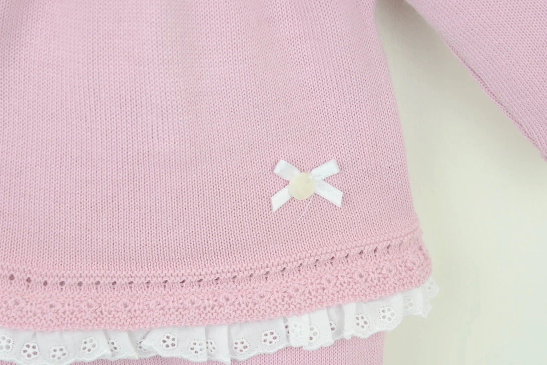 Girls Dusty Pink Knit Pant Set