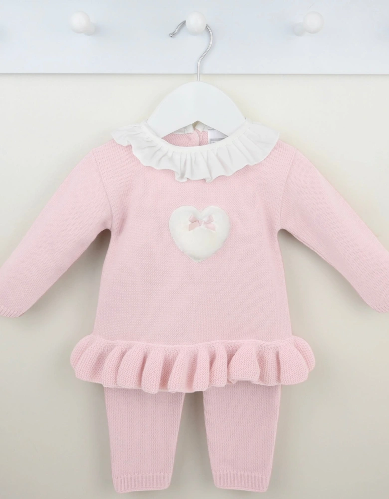 Girls Pale Pink Knit Tracksuit
