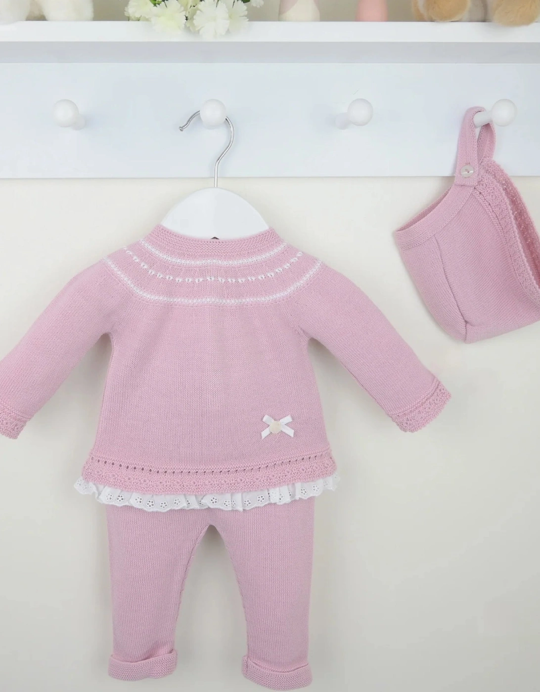 Girls Dusty Pink Knit Pant Set, 4 of 3