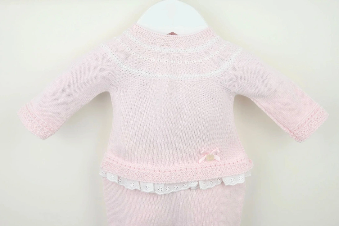 Girls Pale Pink Knit Pant Set