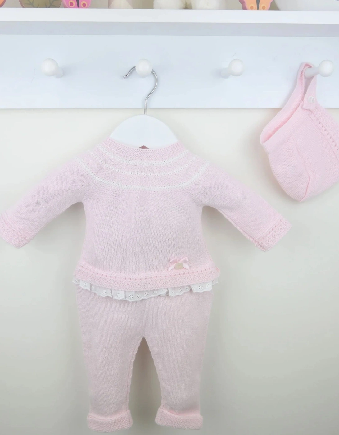 Girls Pale Pink Knit Pant Set, 4 of 3