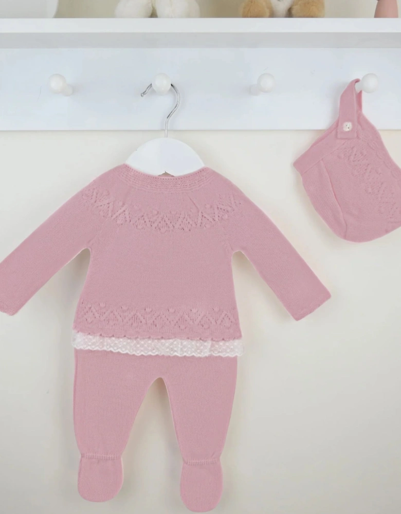 Girls Dusty Pink Knit Pant Set