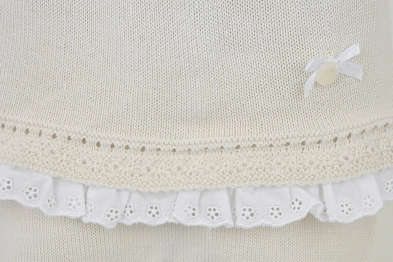 Girls Beige Knit Pant Set