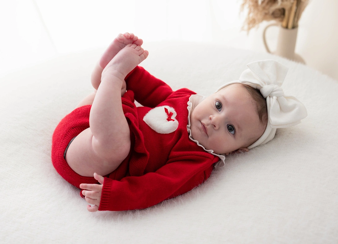 Girls Red Knit Jam Pant Set