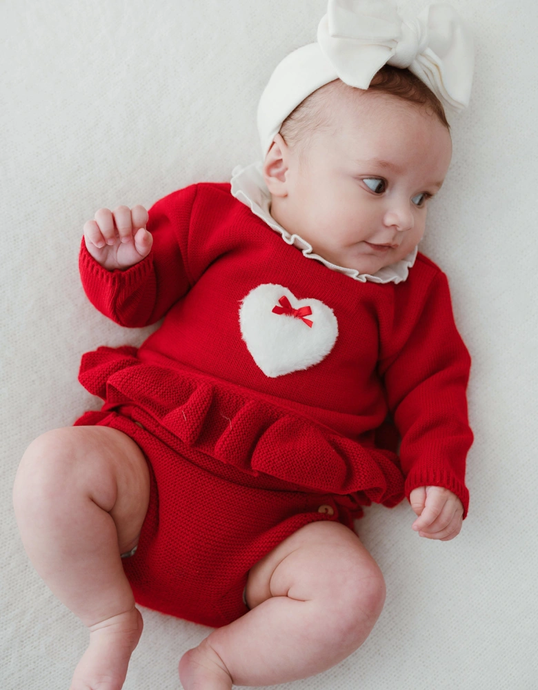 Girls Red Knit Jam Pant Set