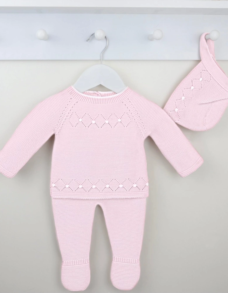 Girls Pale Pink Knit Pant Set