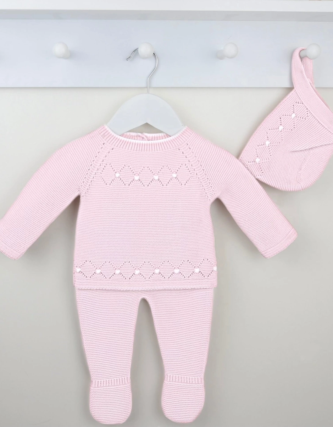 Girls Pale Pink Knit Pant Set, 2 of 1